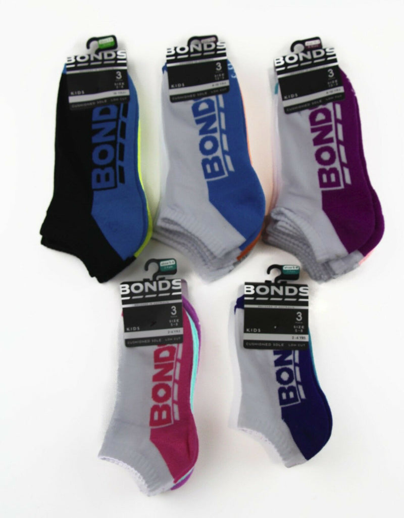 12 Pairs Bonds Kids Socks Boys Girls Low Cut Sports Blue White Green Pink Grey