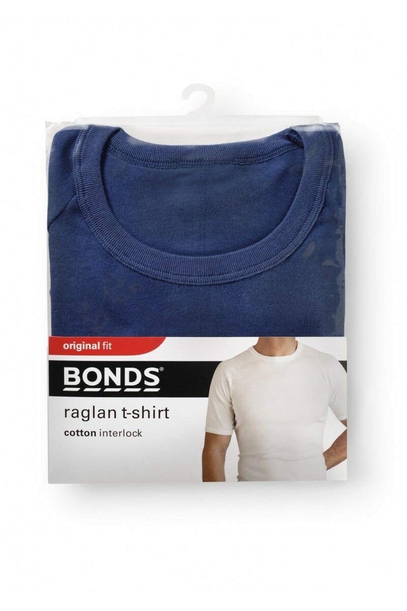 5 x Bonds Raglan Tshirt Crew / V Neck Tee Top - White Black Navy Grey