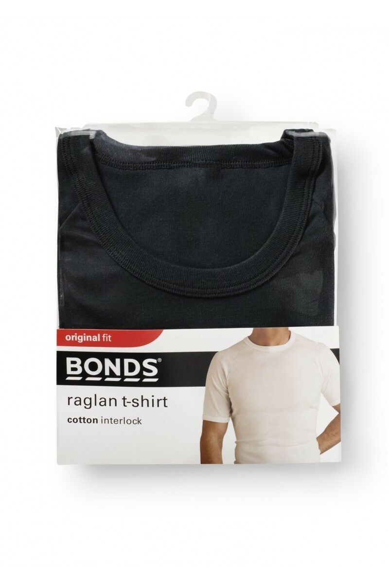 Bonds Raglan T-Shirt Crew Neck Black Tee Top