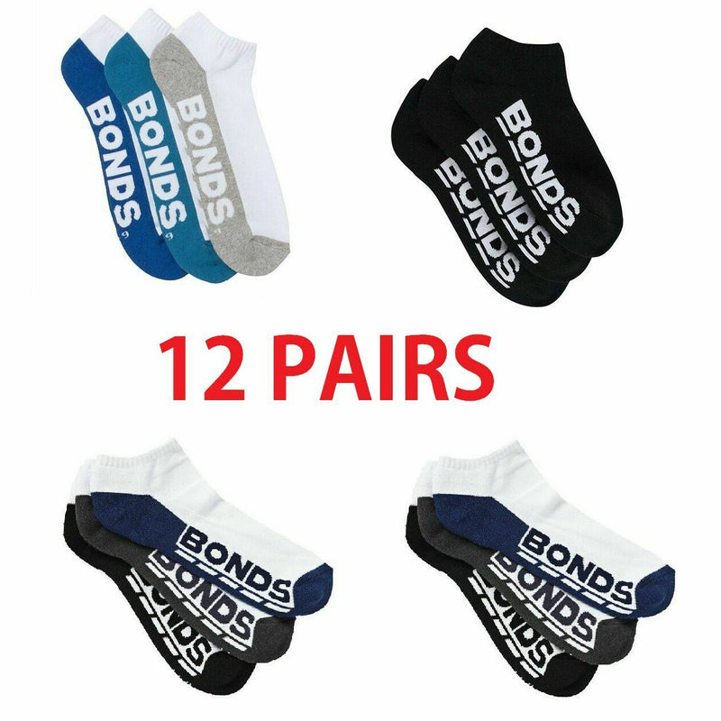 12 Pairs Of Bonds Low Cut Socks Mens Sport Running Gym Sock Pack As3