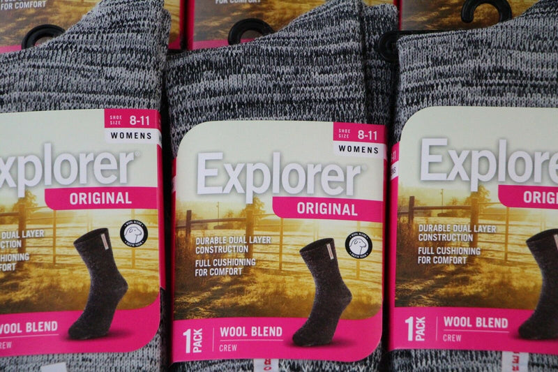 6 Pairs X Explorer Original Womens Wool Blend Crew Winter Camping Tough Socks