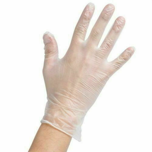 100Pcs Premium Vinyl Disposable Gloves Clear Powdered Powder Free Medium / Large