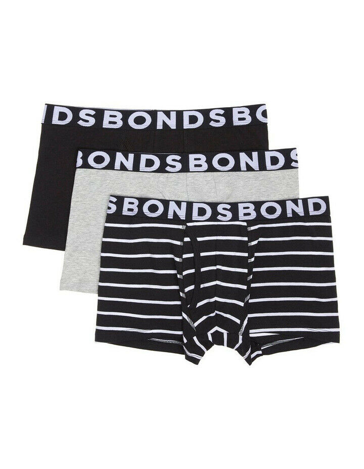 6 x Bonds Mens Everyday Stripe Trunks - Black / Grey / Black Stripes