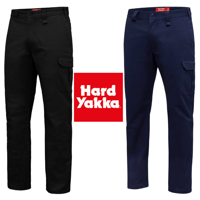 Mens Hard Yakka Core Basic Stretch Cargo Pant Pants Work Wear Tradie Black Navy