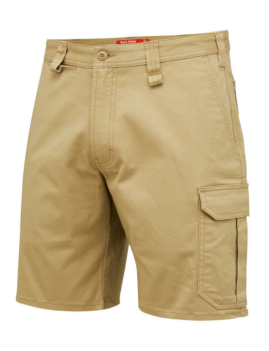 Mens Hard Yakka Core Basic Stretch Drill Cargo Shorts Khaki