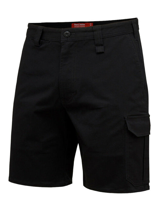 Mens Hard Yakka Core Basic Stretch Drill Cargo Shorts Black