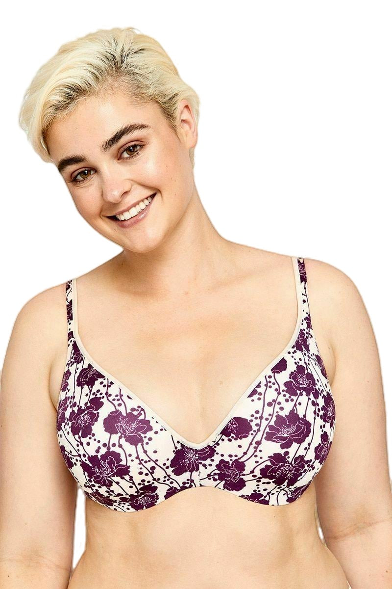 Berlei Barely There Contour Tshirt Bra Purple Flowers With Underwire