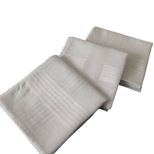 6 Pieces X White Mens 100% Cotton Handkerchiefs Work Business Hankies Hanky