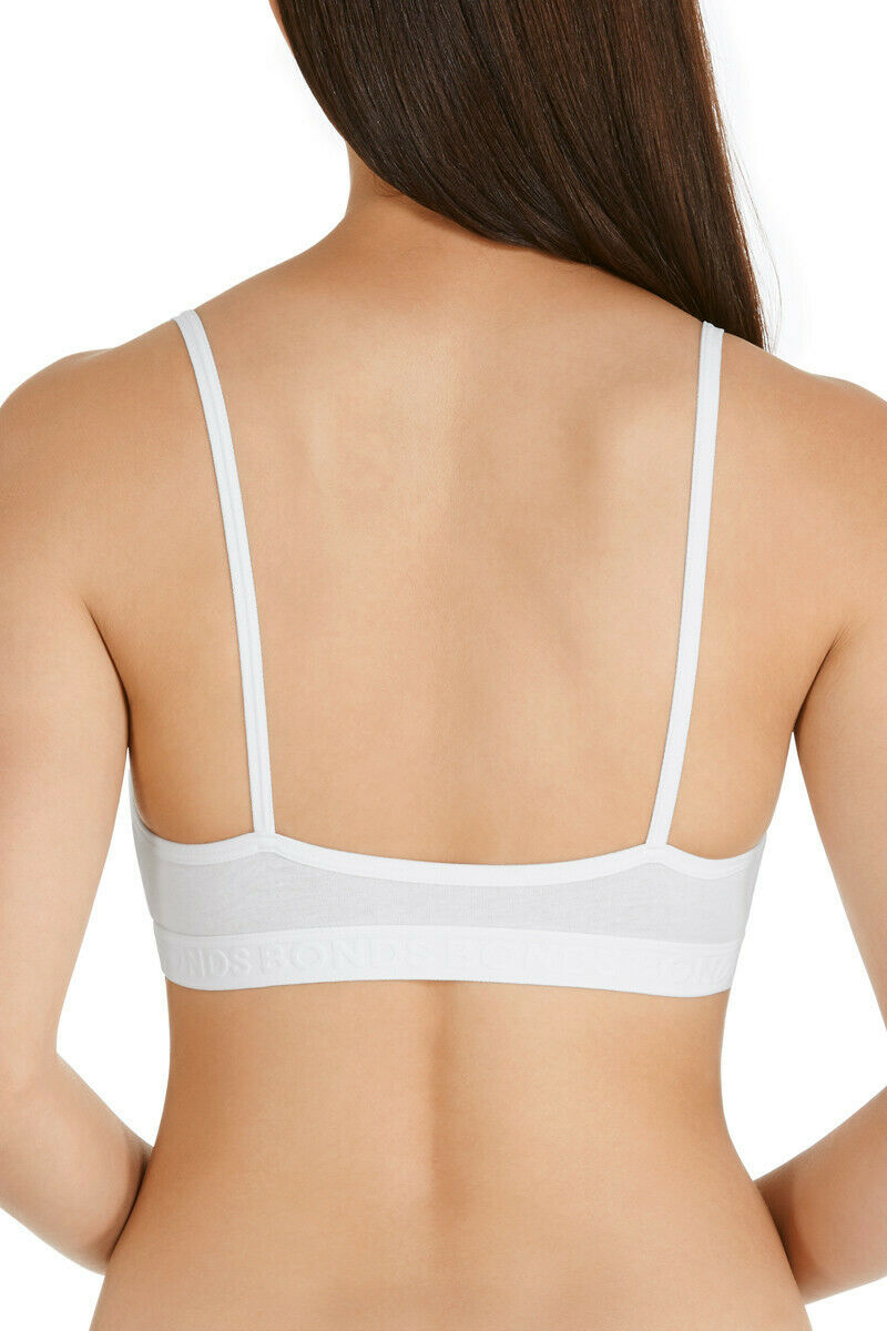 Bonds Womens Triangle Crop Bra Bralette Pull Over Lounge Comfort White