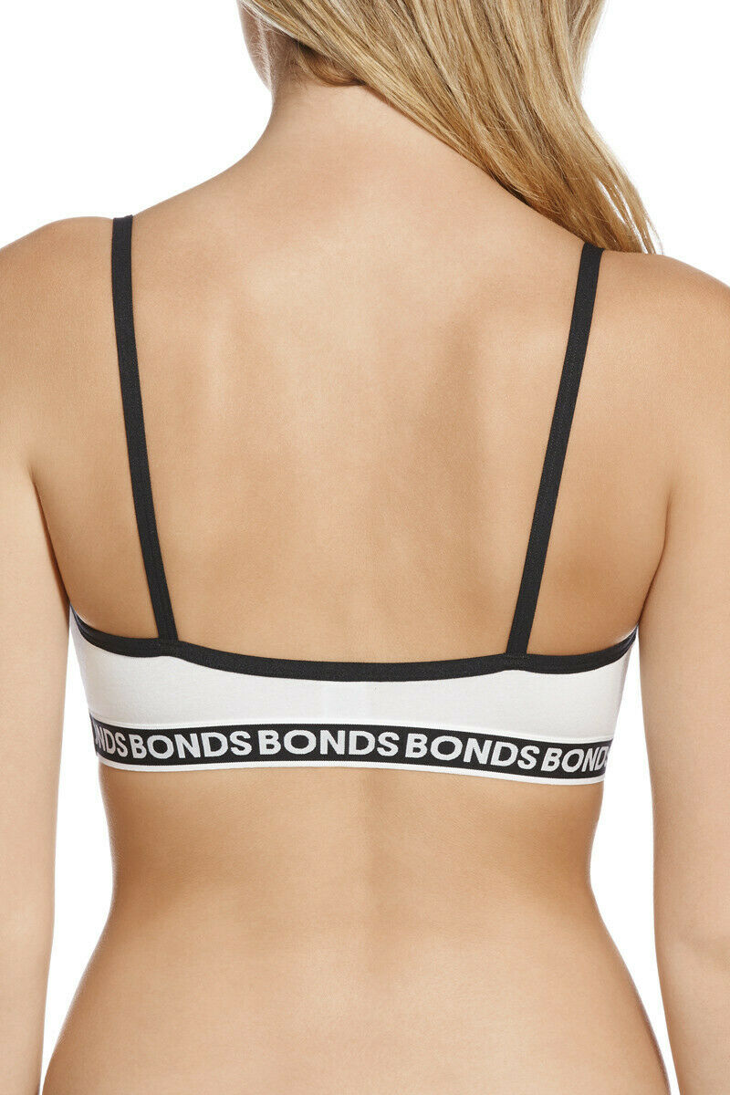 Bonds Womens Triangle Crop Bra Bralette Pull Over Lounge Comfort White