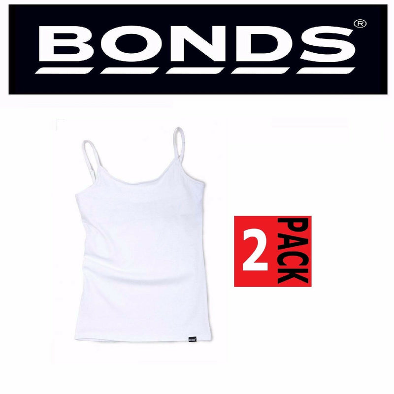 2 Pack Bonds Girls White Hipster Inner Hidden Support Singlet Tank