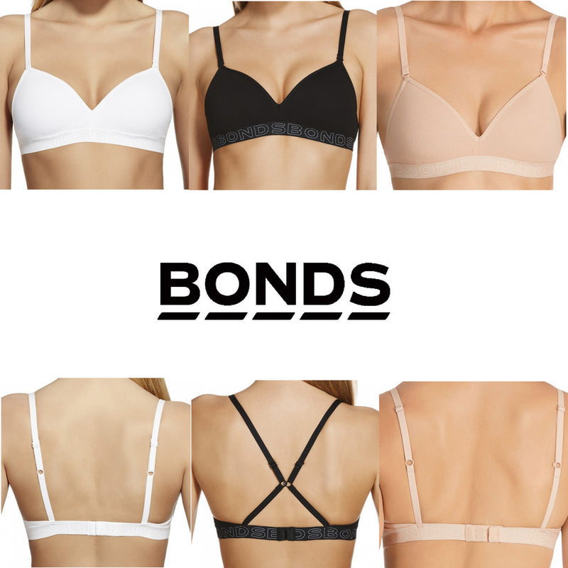 Bonds Womens Flex It First Bra Soft Bust Ladies Black Nude White Size Xxs Xs S M