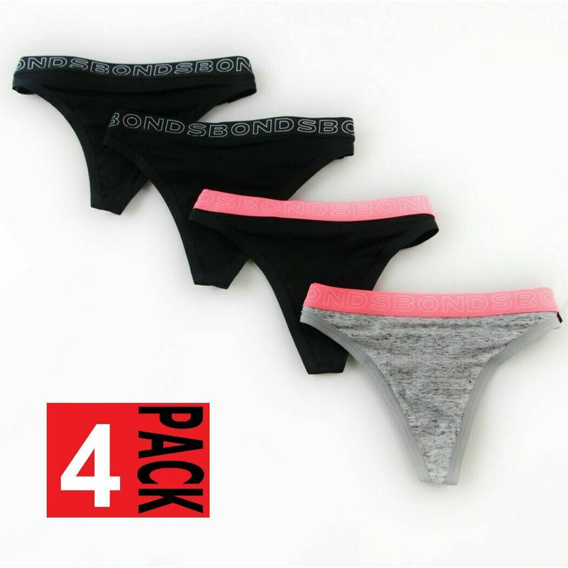 6 x Bonds Hipster Gee Strings Underwear Black Grey Pink G String Thong Underwear