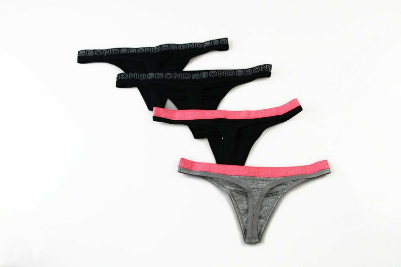 6 x Bonds Hipster Gee Strings Underwear Black Grey Pink G String Thong Underwear