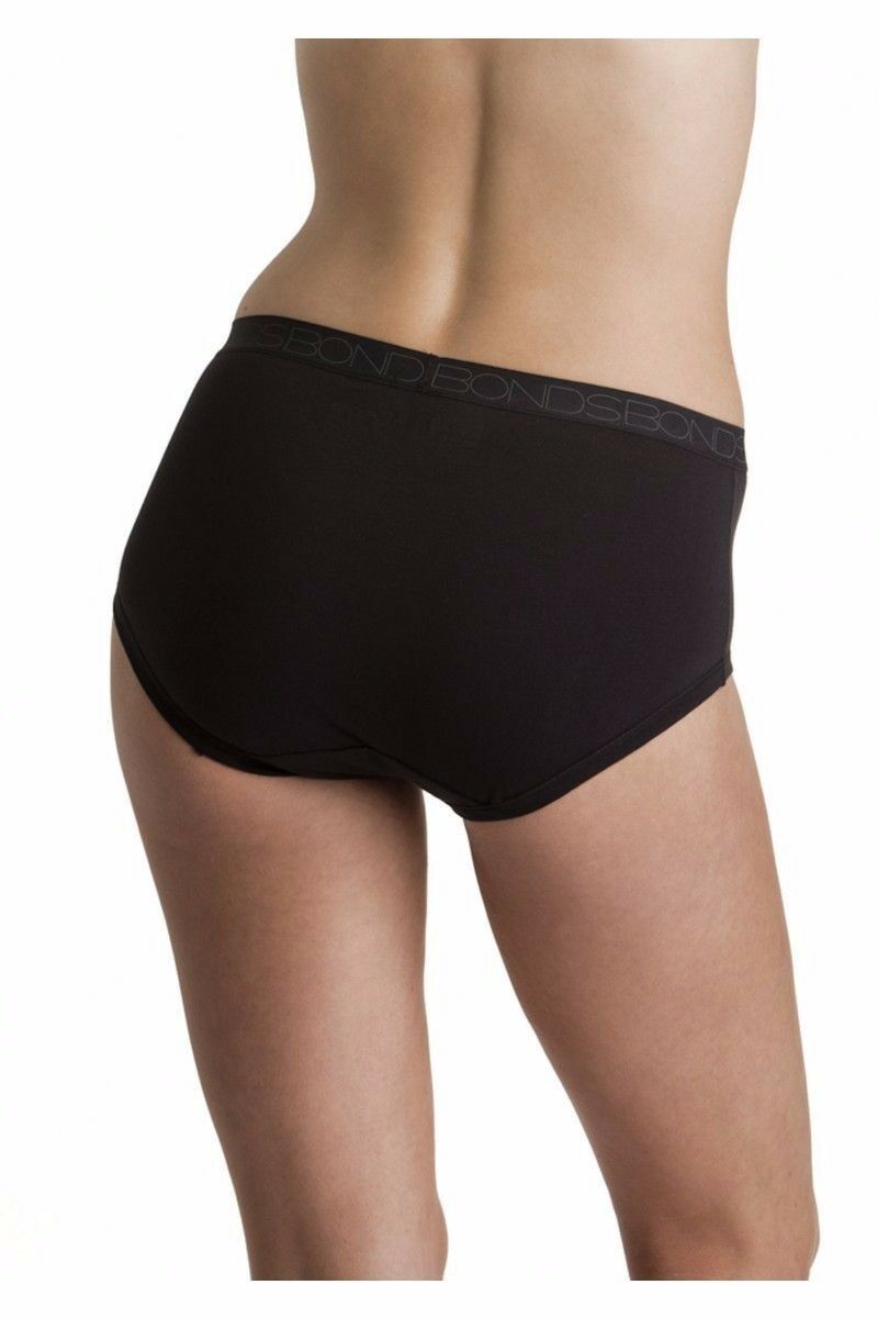 3 x Bonds Womens Cottontails Full Brief Underwear Black Plus Size 10-18