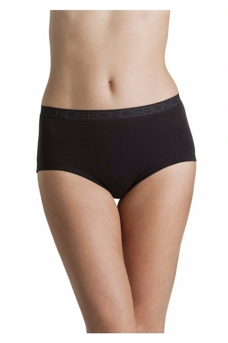 3 x Bonds Womens Cottontails Full Brief Underwear Black Plus Size 10-18
