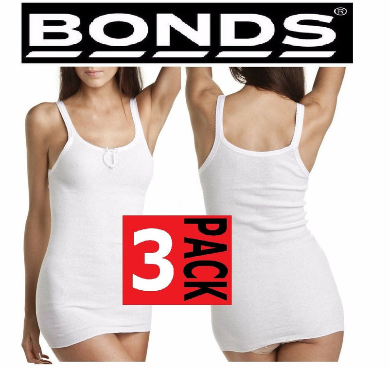 Womens 3 Pack X Bonds Judy Rib Top Ladies White Stretch Singlet Plus Size 12-20