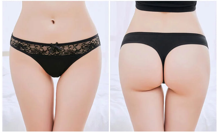 6 x Womens Lace G String - Thong Sexy Cotton Assorted Gstring Undies Underwear
