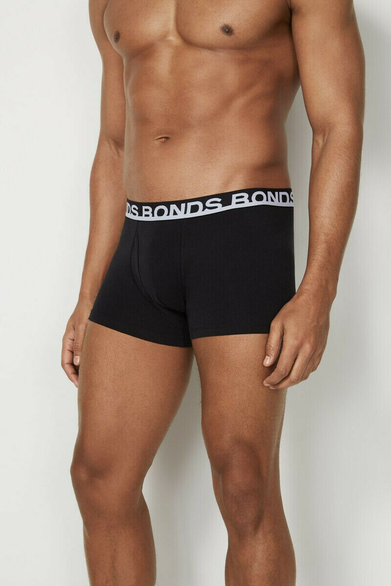 3 x Bonds Everyday Trunks - Mens Underwear Black Navy Jocks