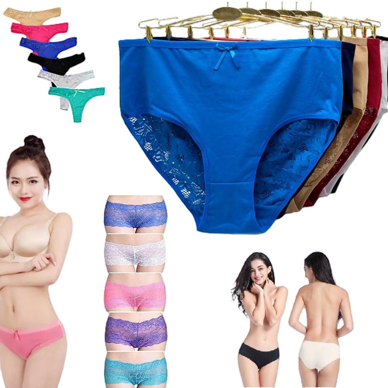 6 x Womens Assorted Undies - G String Bikini Sexy Lace Cotton Mix