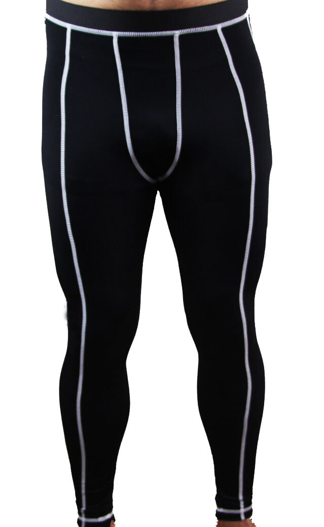 Mens Black Compression Tights Gym Running Bike Cycling Training Pants