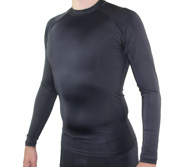 Mens Black Compression Long Sleeve Top Gym Running Sport Mens Muscle Tee