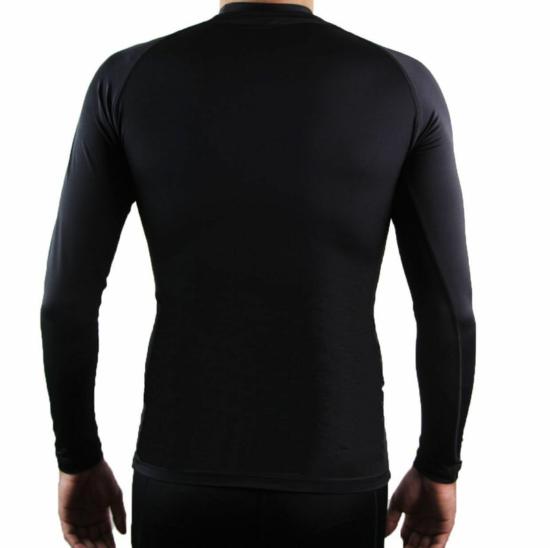 Mens Black Compression Long Sleeve Top Gym Running Sport Mens Muscle Tee