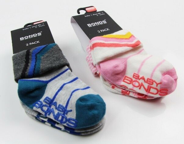 Bonds Baby Girl Boy Cotton Toddler Trainer 2 Pairs Sport Socks Sockettes 00-4 Yrs