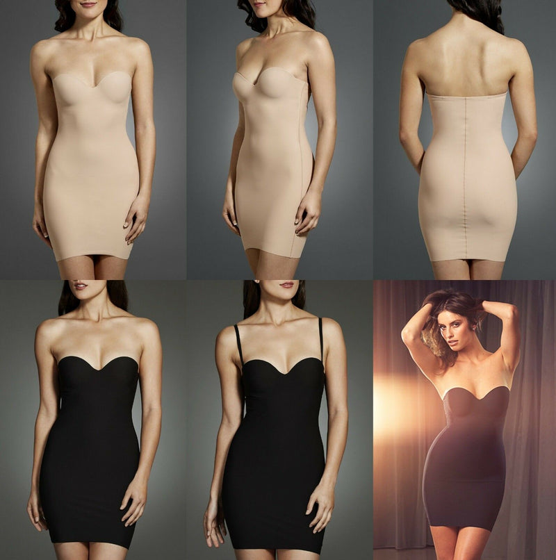 Berlei Sculpt Strapless Contour Slip Black Gold Nude Body Shape Slimming Dress