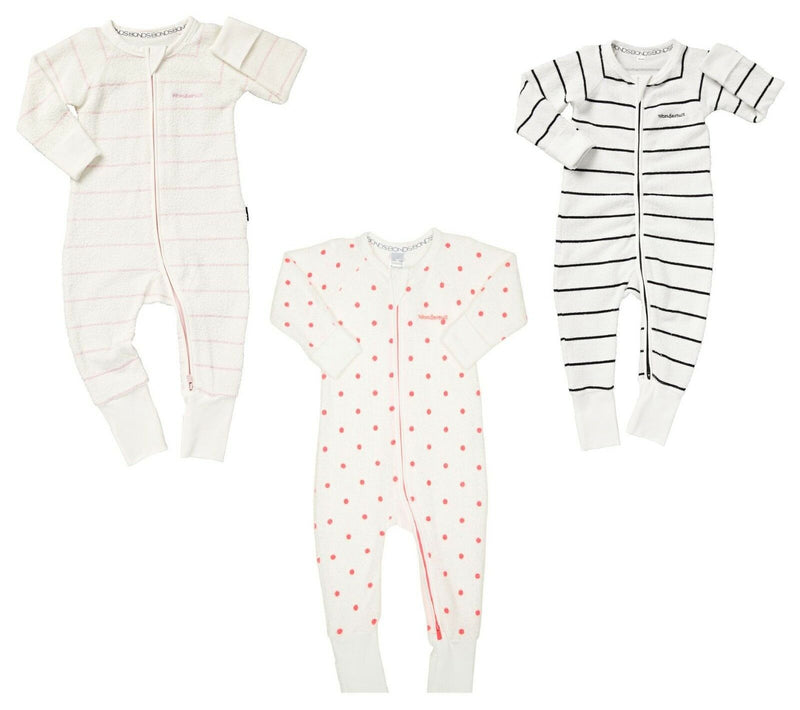 Bonds Baby Cotton Wondersuit Zip Jumpsuit Pink White Pyjamas 0000 000 00 0 1 2