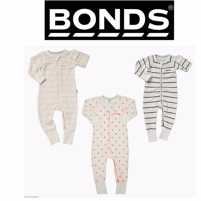 Bonds Baby Cotton Wondersuit Zip Jumpsuit Pink White Pyjamas 0000 000 00 0 1 2