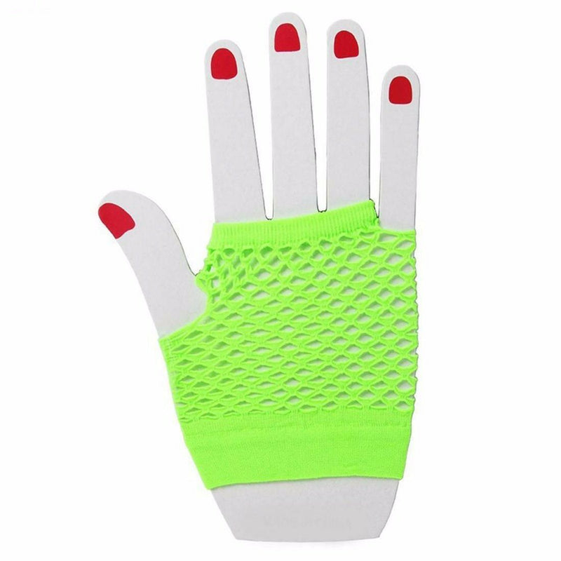 Fishnet Gloves Fingerless Womens Costume Party 70S 80S Fluro Neon Party Dance