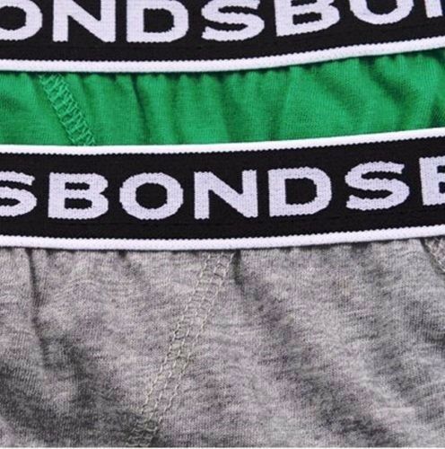 New Boys Kids Teen Bonds 2 Pairs Briefs Cotton Underwear Comfy Logo Green Grey