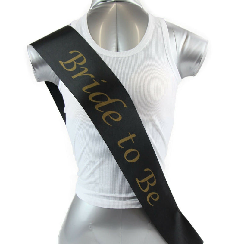 Hens Night Party Bridal Sash Black/Gold  - Hen's Party