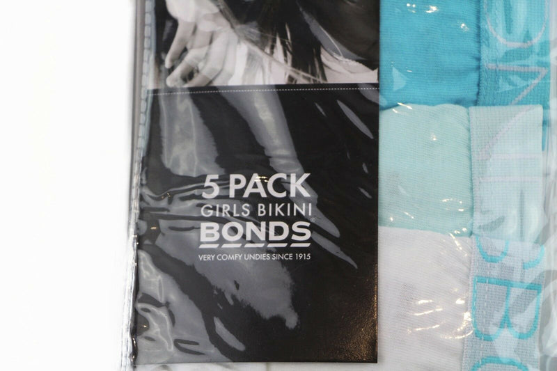Bonds Kids Girls Underwear 5 Pairs Pairs Briefs Undies White Blue Aqua