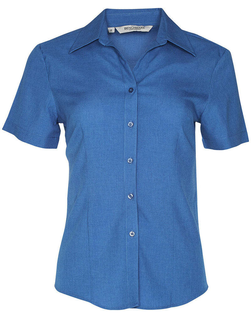 Ladies Womens Cooldry Short Sleeve Shirt Business Casual Royal Blue Office