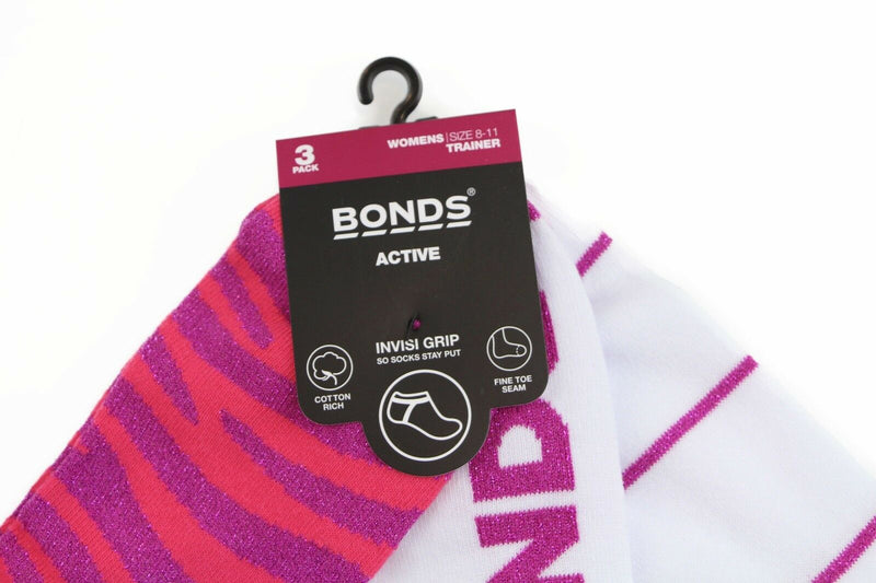 Womens Bonds 6 Pairs Invisi Grip Sports Low Cut Gym Trainer Socks