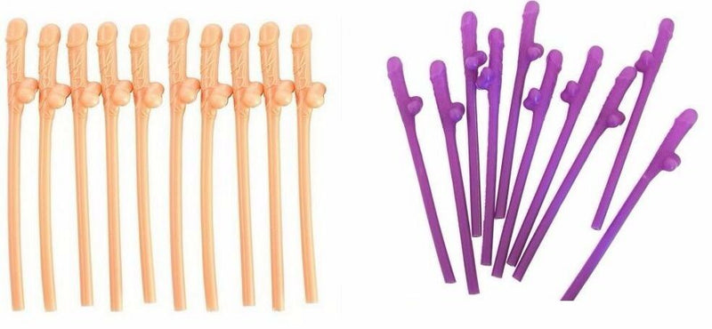 10/20/30 Willy Penis Dick Straw Straws Hens Night Party Mix Colours Nude Pink