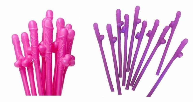 10/20/30 Willy Penis Dick Straw Straws Hens Night Party Mix Colours Nude Pink