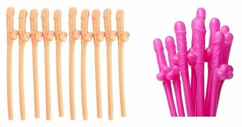 10/20/30 Willy Penis Dick Straw Straws Hens Night Party Mix Colours Nude Pink