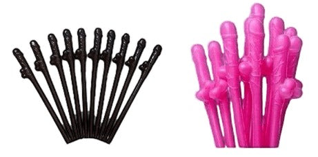 10/20/30 Willy Penis Dick Straw Straws Hens Night Party Mix Colours Nude Pink