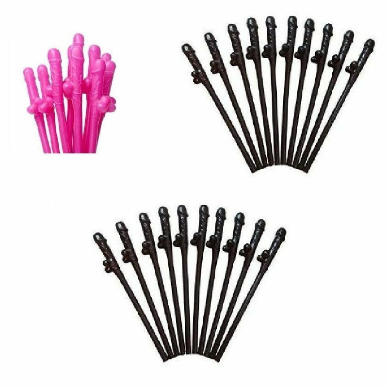 10/20/30 Willy Penis Dick Straw Straws Hens Night Party Mix Colours Nude Pink