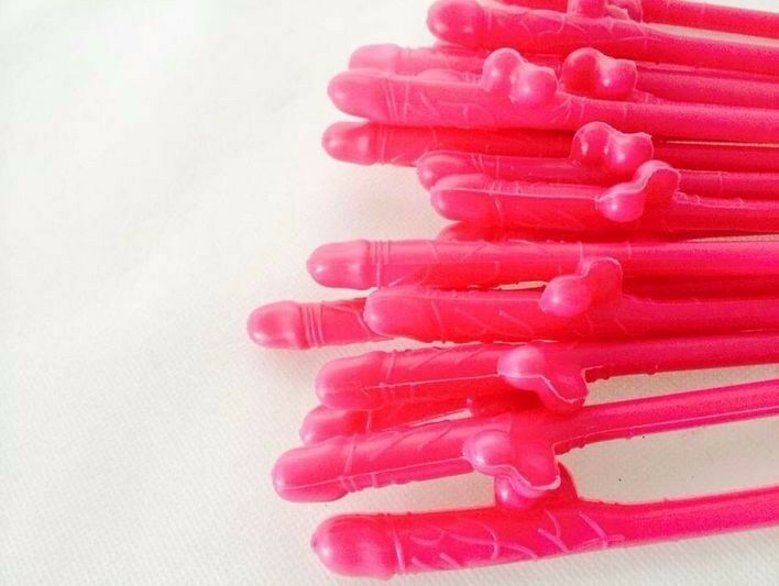 10/20/30 Willy Penis Dick Straw Straws Hens Night Party Mix Colours Nude Pink