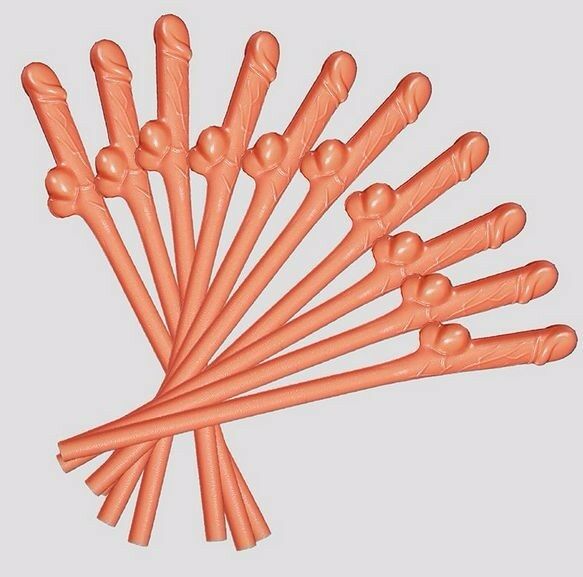 10/20/30 Willy Penis Dick Straw Straws Hens Night Party Mix Colours Nude Pink