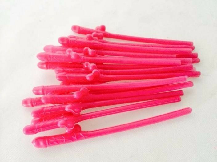 10/20/30 Willy Penis Dick Straw Straws Hens Night Party Mix Colours Nude Pink