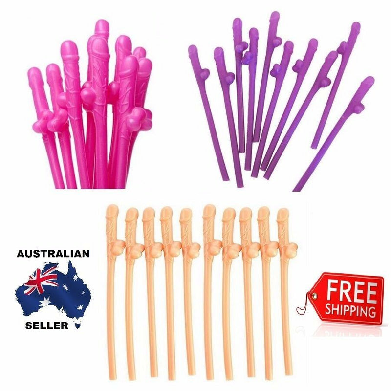 10/20/30 Willy Penis Dick Straw Straws Hens Night Party Mix Colours Nude Pink