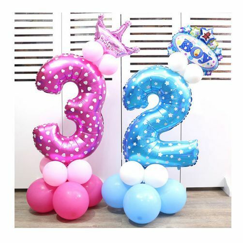 Large 100cm 40" Pink Foil Number Balloon Love Hearts Kids Wedding Birthday Party