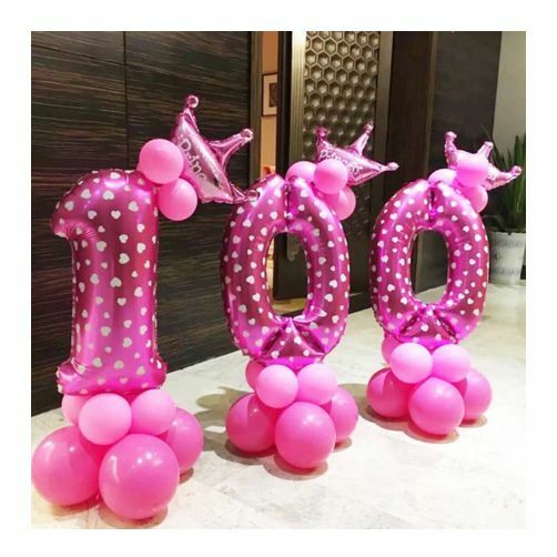 Large 100cm 40" Pink Foil Number Balloon Love Hearts Kids Wedding Birthday Party