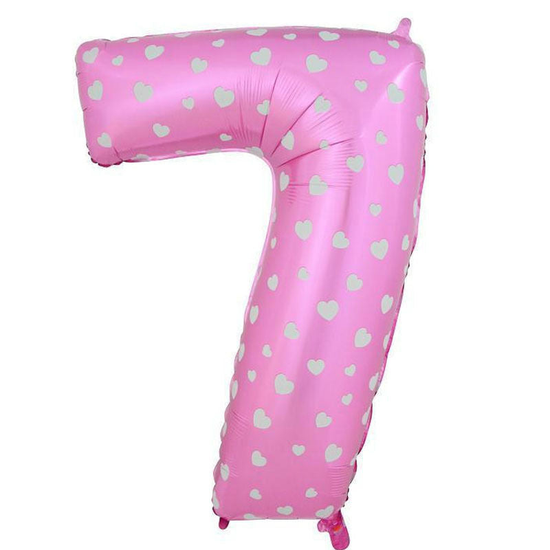 Large 100cm 40" Pink Foil Number Balloon Love Hearts Kids Wedding Birthday Party