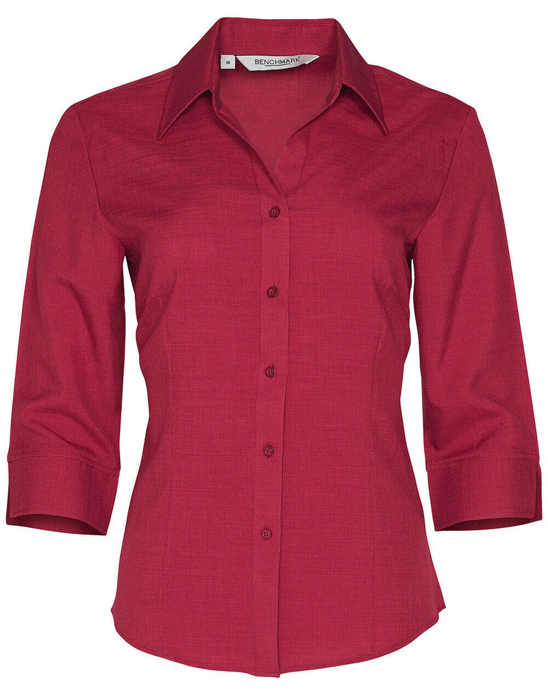Ladies Womens Cooldry 3/4 Sleeve Business Work Dress Red Blue White Casual Shirt